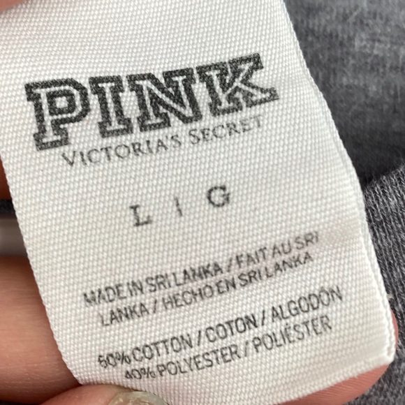 PINK Victoria’s Secret Tee Gray Gold Large - Picture 7 of 9